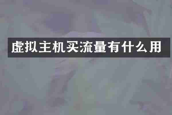 虚拟主机买流量有什么用