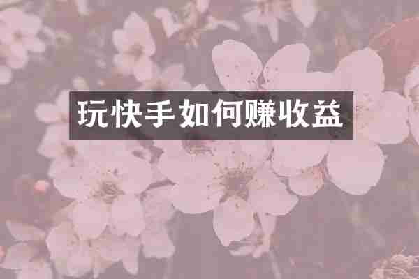 玩快手如何赚收益