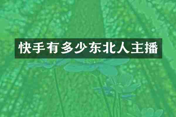 快手有多少东北人主播