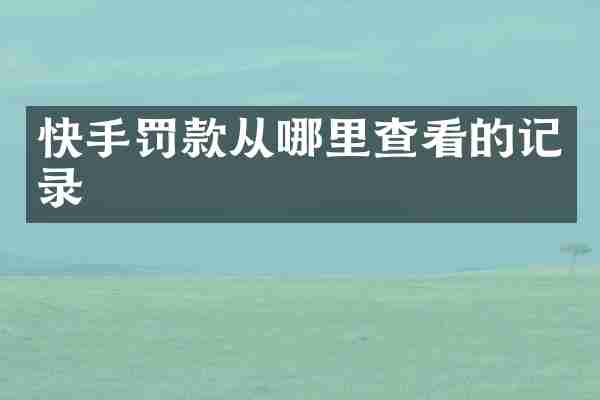 快手罚款从哪里查看的记录
