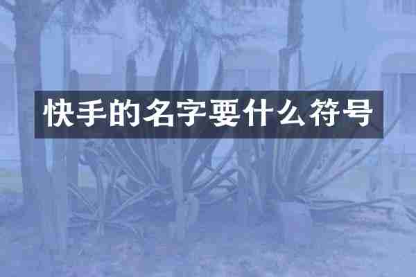 快手的名字要什么符号