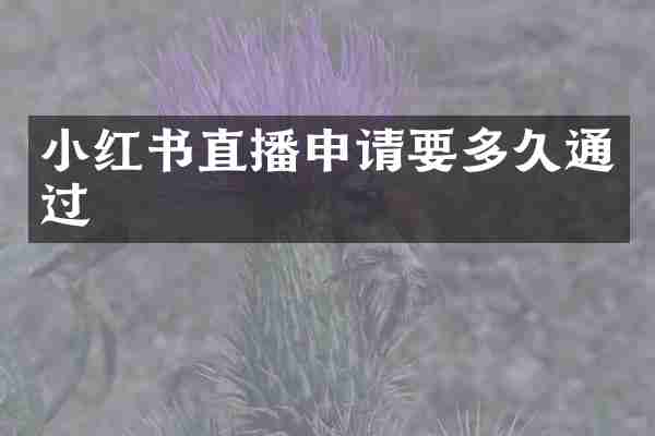 小红书直播申请要多久通过