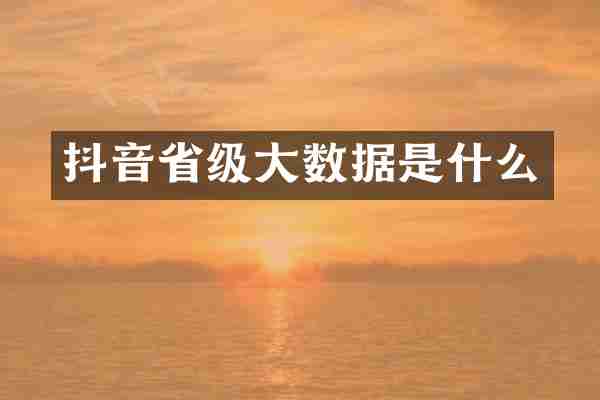 抖音省级大数据是什么