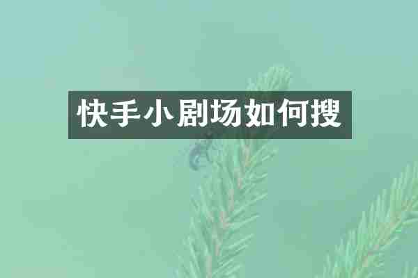快手小剧场如何搜