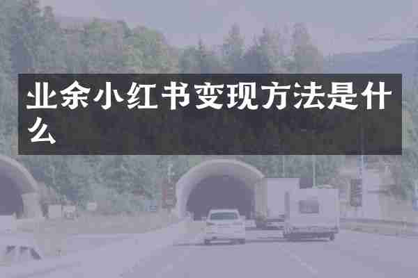 业余小红书变现方法是什么