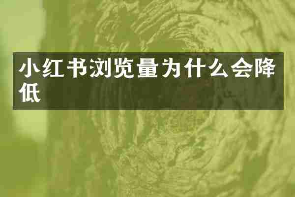 小红书浏览量为什么会降低
