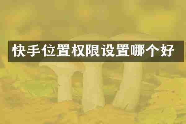 快手位置权限设置哪个好