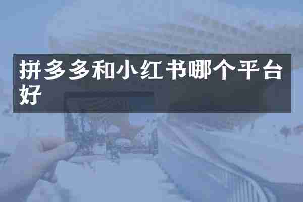 拼多多和小红书哪个平台好