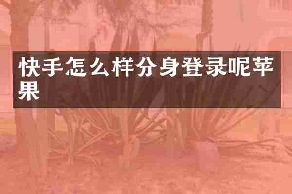 快手怎么样分身登录呢苹果
