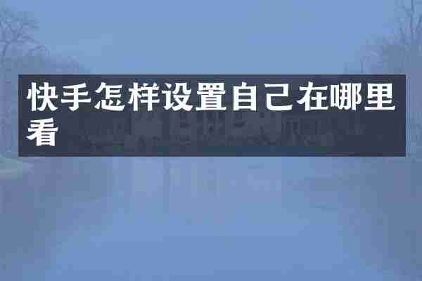 快手怎样设置自己在哪里看
