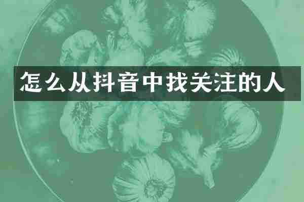 怎么从抖音中找关注的人