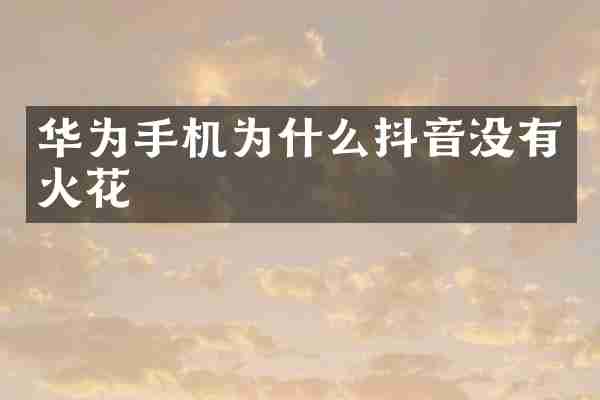 华为手机为什么抖音没有火花