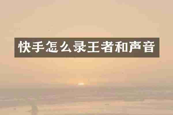 快手怎么录王者和声音