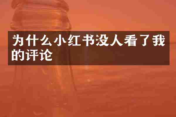 为什么小红书没人看了我的评论