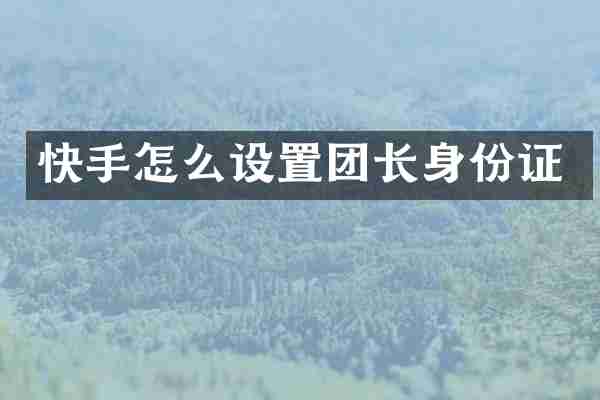 快手怎么设置团长身份证