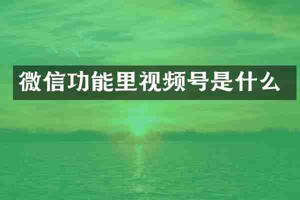 微信功能里视频号是什么