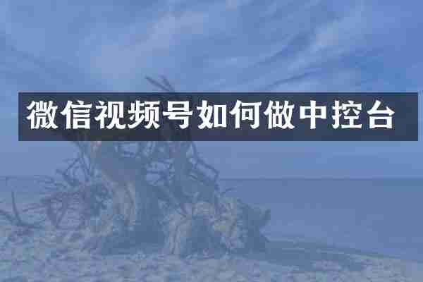 微信视频号如何做中控台