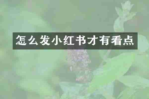 怎么发小红书才有看点