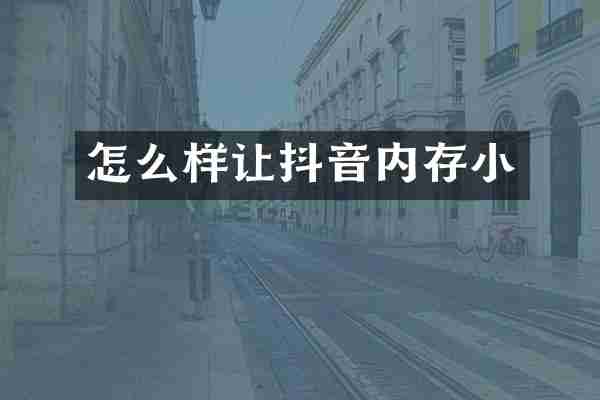 怎么样让抖音内存小