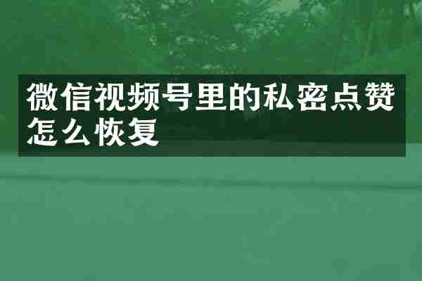 微信视频号里的私密点赞怎么恢复