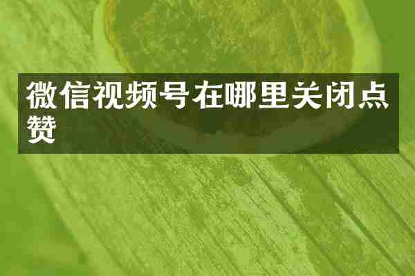 微信视频号在哪里关闭点赞