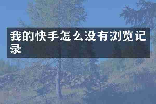 我的快手怎么没有浏览记录