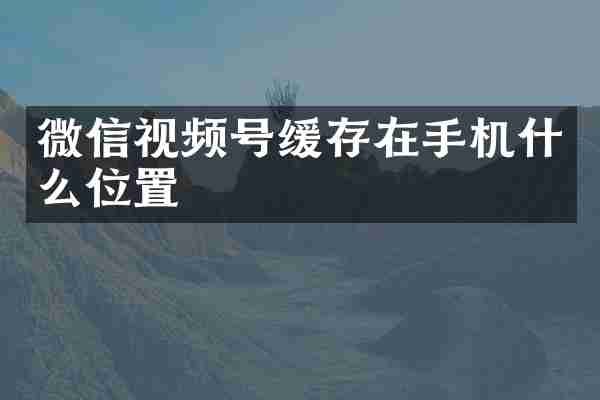 微信视频号缓存在手机什么位置
