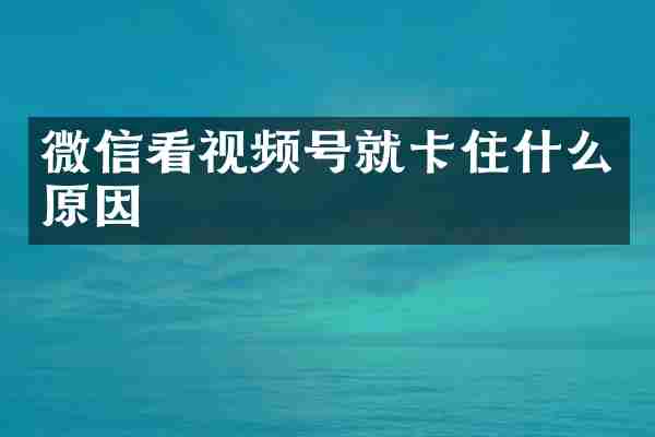 微信看视频号就卡住什么原因