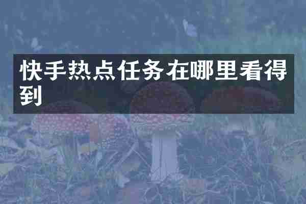 快手热点任务在哪里看得到
