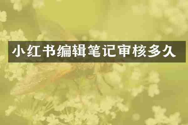 小红书编辑笔记审核多久