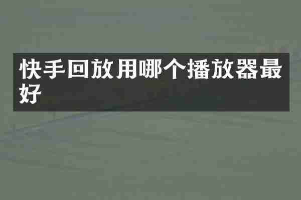 快手回放用哪个播放器最好