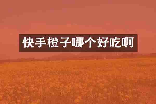 快手橙子哪个好吃啊