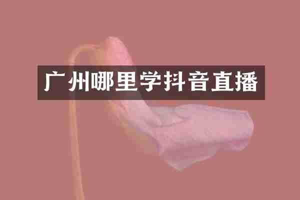 广州哪里学抖音直播