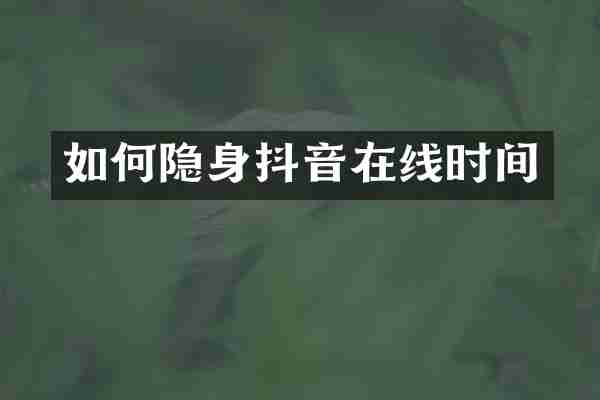 如何隐身抖音在线时间