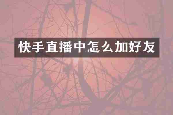 快手直播中怎么加好友