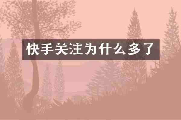 快手关注为什么多了