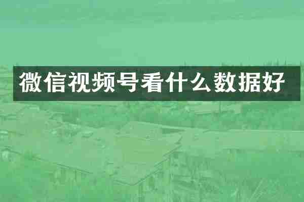 微信视频号看什么数据好