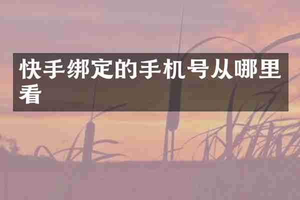 快手绑定的手机号从哪里看