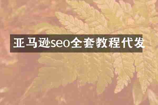 亚马逊seo全套教程代发