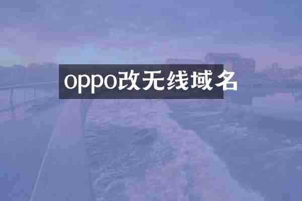 oppo改无线域名