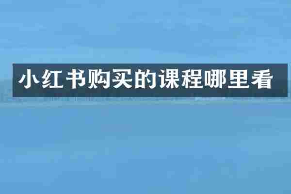 小红书购买的课程哪里看