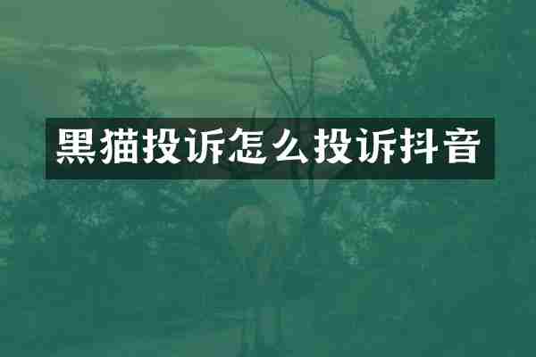 黑猫投诉怎么投诉抖音