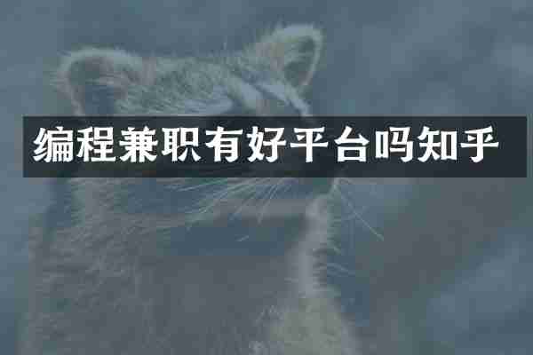 编程兼职有好平台吗知乎