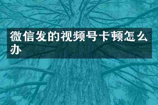 微信发的视频号卡顿怎么办