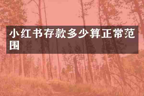 小红书存款多少算正常范围