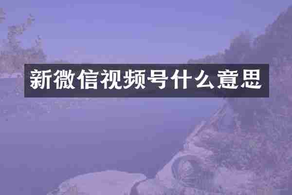 新微信视频号什么意思