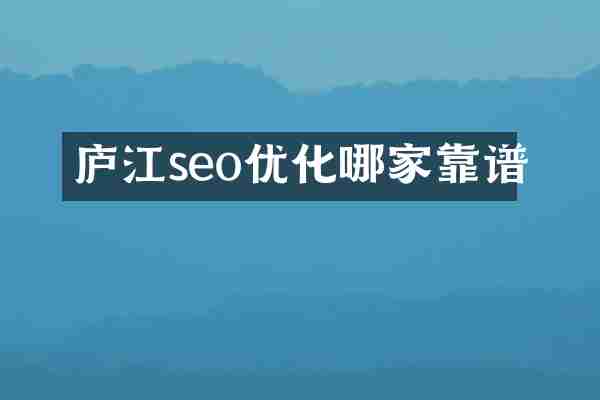 庐江seo优化哪家靠谱