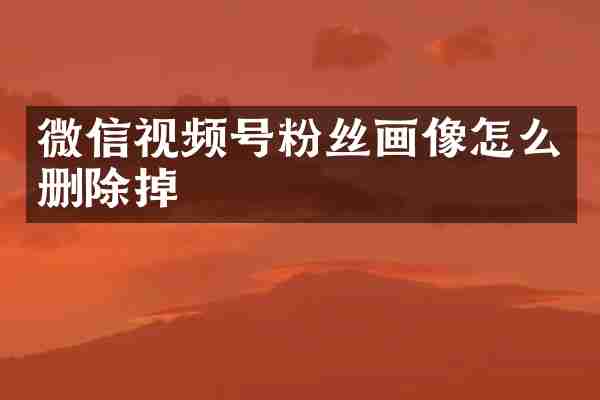 微信视频号粉丝画像怎么删除掉