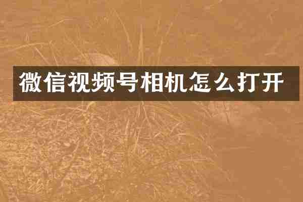 微信视频号相机怎么打开