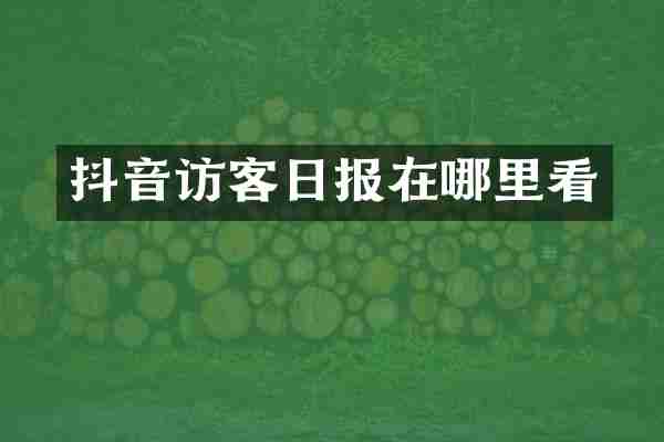 抖音访客日报在哪里看